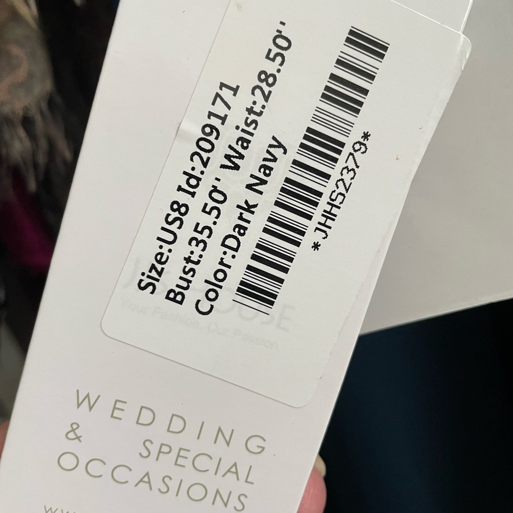Size 8 Navy off the shoulder mother of the bride dress (never worn)